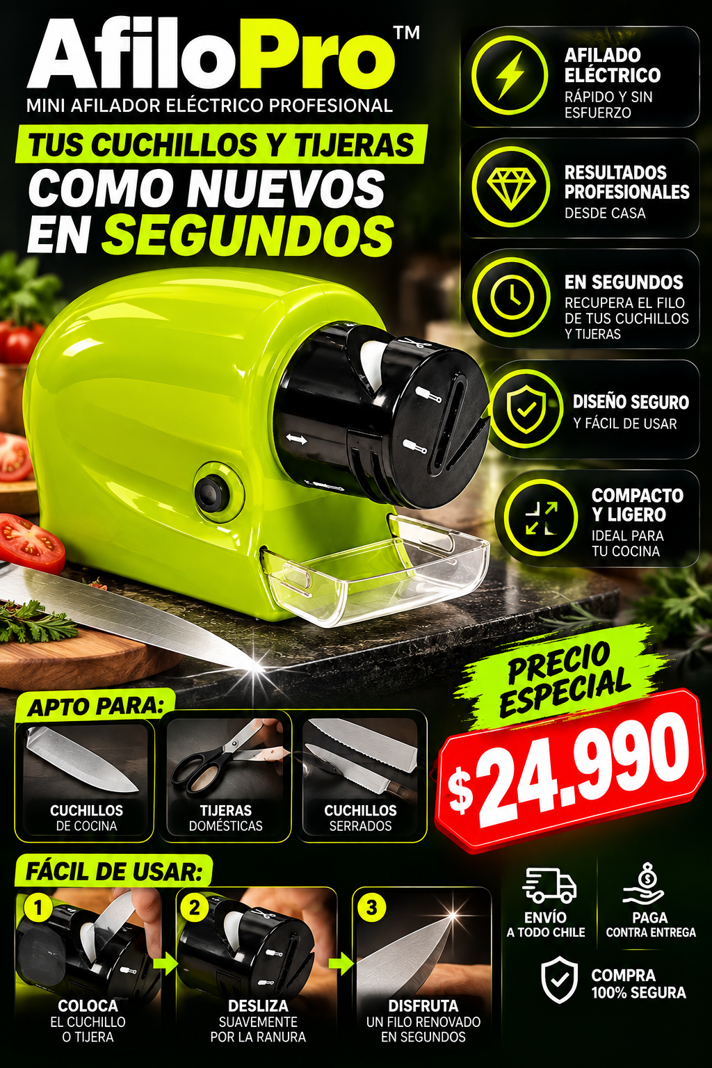 🔪 AfiloPro™ | Mini Afilador Eléctrico Profesional